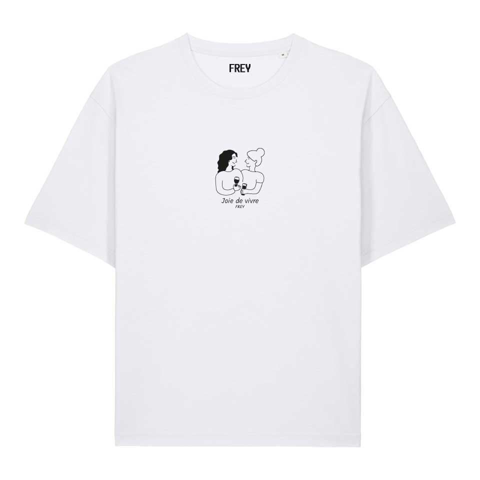 Joie De Vivre Oversized Dames T-shirt | White