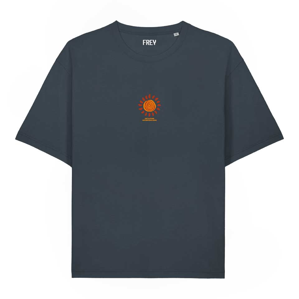 Painted Sun Oversized Dames T-shirt | India Ink Grey