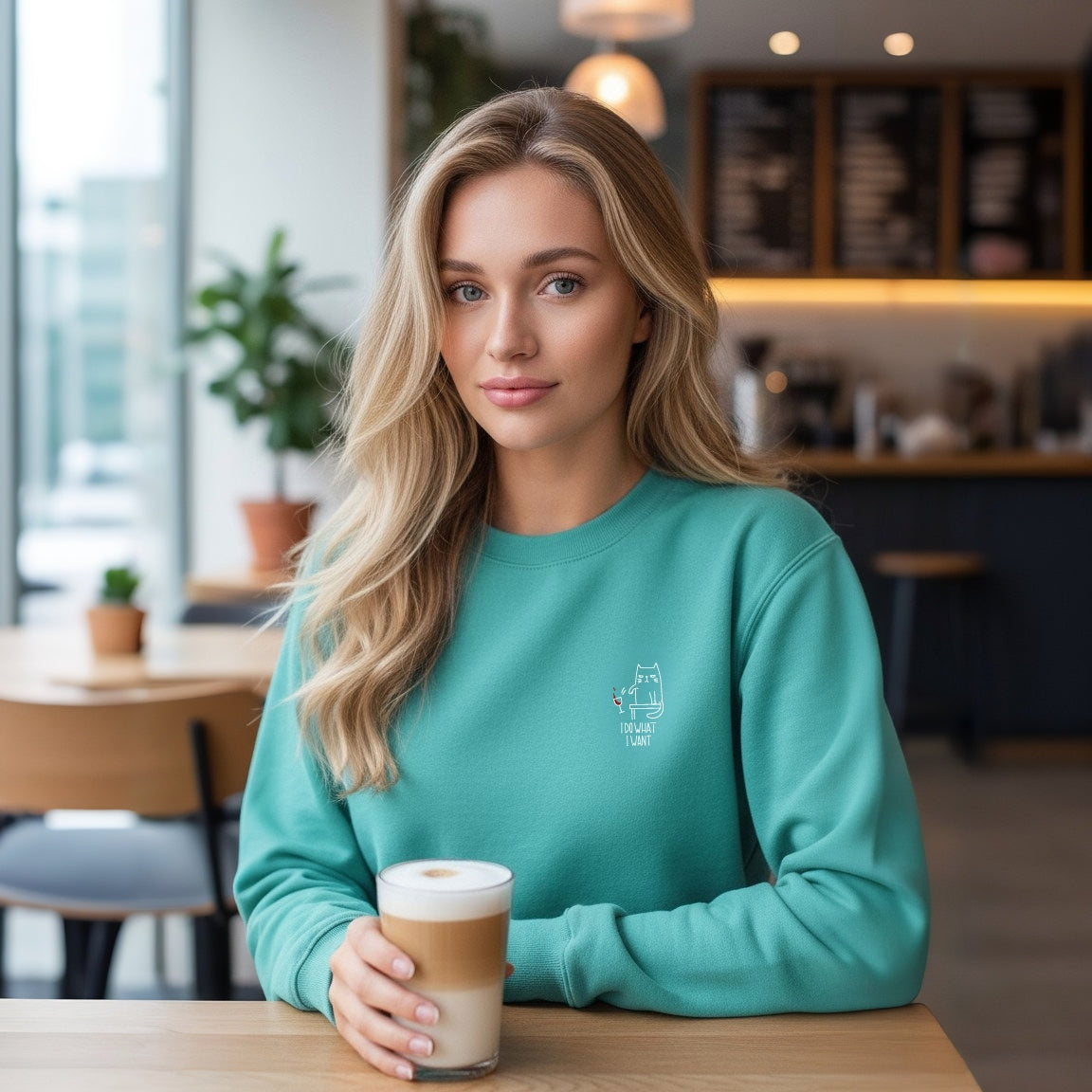 Cat Women's Sweater | Pool Blue