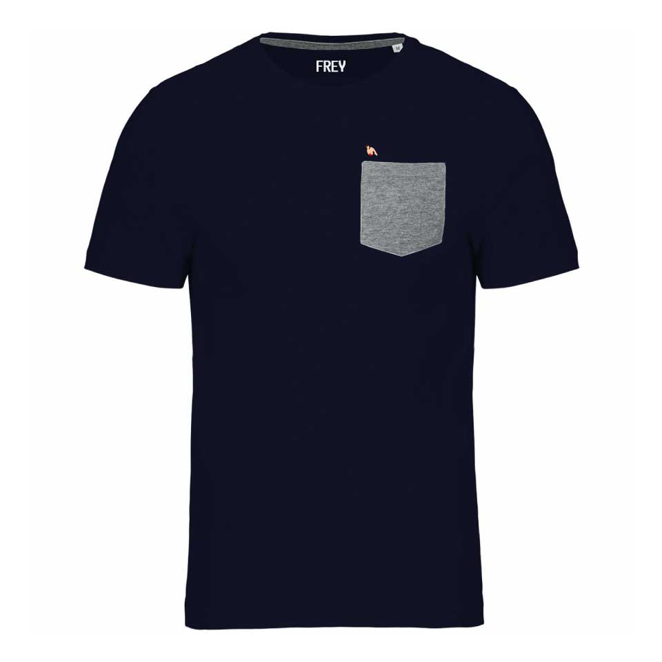Bommetje Borstzak T-shirt | Navy & Grey Melee