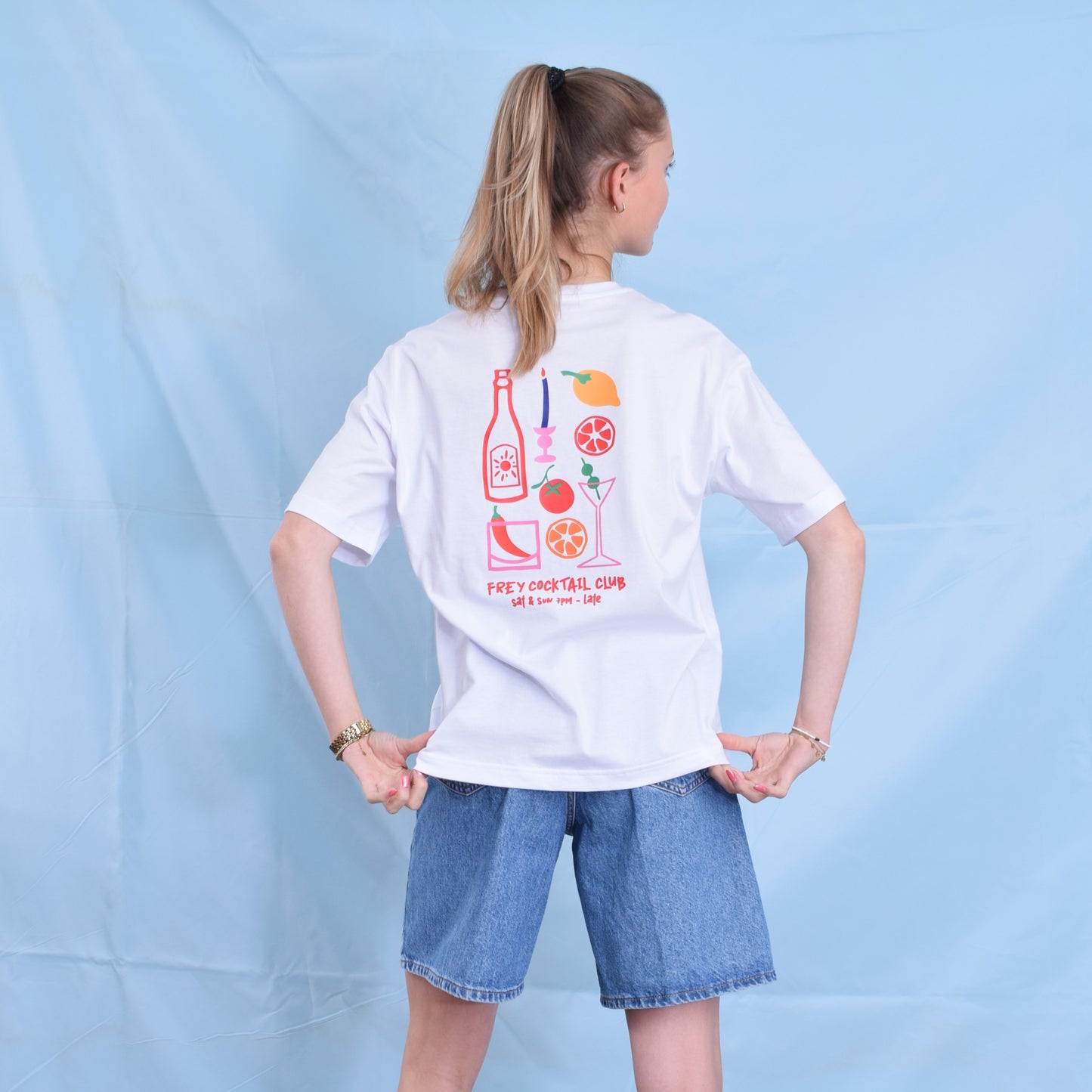 Cocktail Club Oversized Dames T-shirt | White