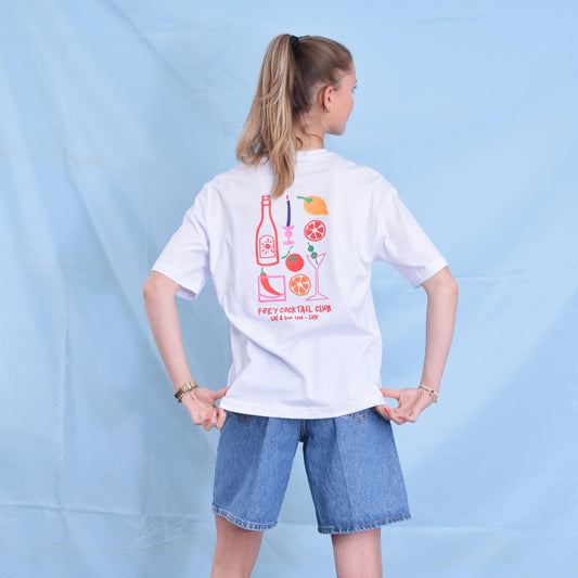 Cocktail Club Oversized Dames T-shirt | White