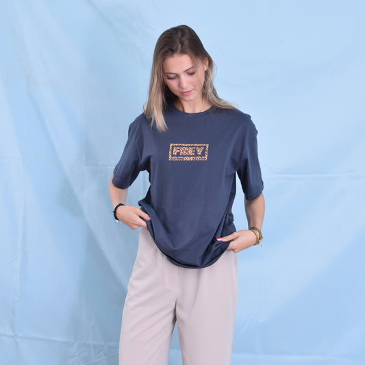 Panter Logo Oversized Dames T-shirt | India Ink Grey