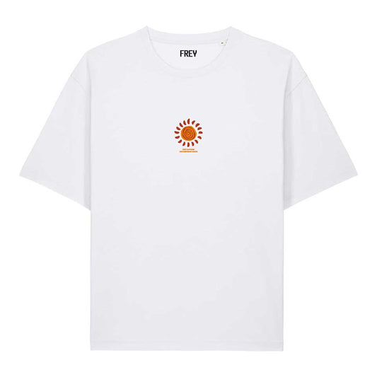 Painted Sun Oversized Dames T-shirt | White