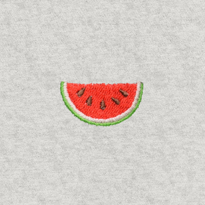 Watermeloen Borduursel Sweater | Grijs gemêleerd