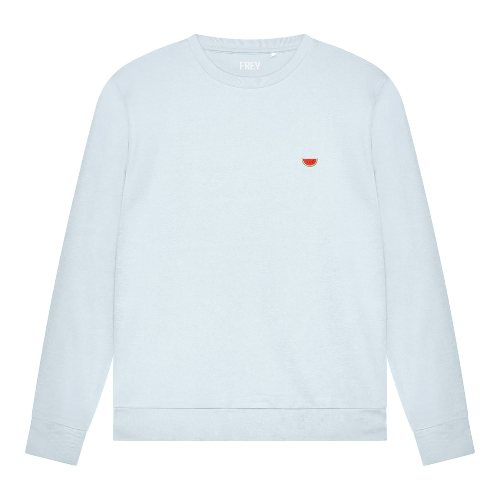 Watermeloen Borduursel Sweater | Lichtblauw